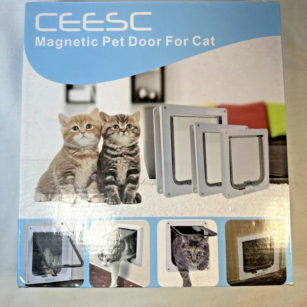 CEESC Magnetic Pet Door For Cats or Small Dogs Black Sz L W 9.25